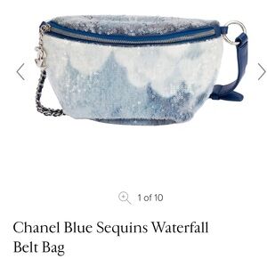 Chanel limited edition blue sequins ‘ waterfall ‘ bag purse